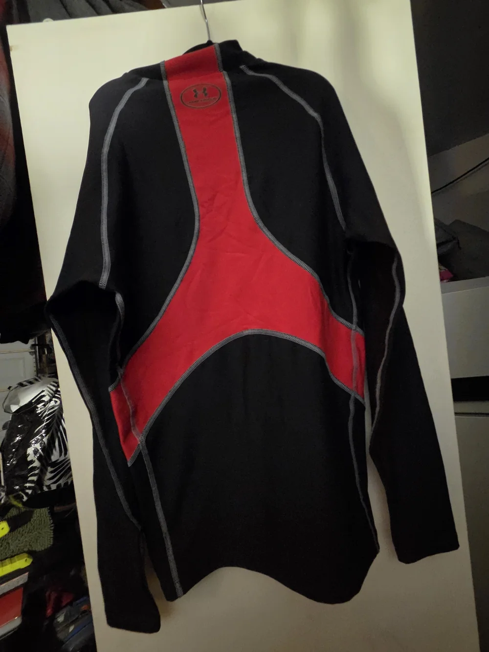 Under Armour Black and Red Kids Swim Rashguard